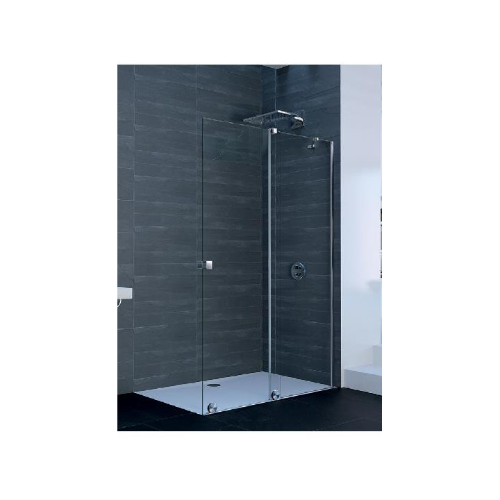 Dveře sprchové walk-in Huppe Xtensa pure, posuvné, 868-900mm, stabilizator skośny, připevnění pravé, Anti-Plaque, stříbrný leskl