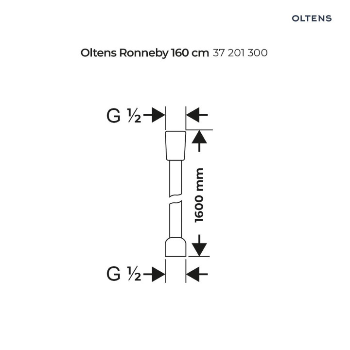 Oltens Ronneby sprchová hadice 160 cm - černá matnáný