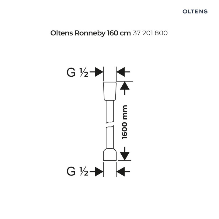 Oltens Ronneby sprchová hadice 160 cm - černá matnáný