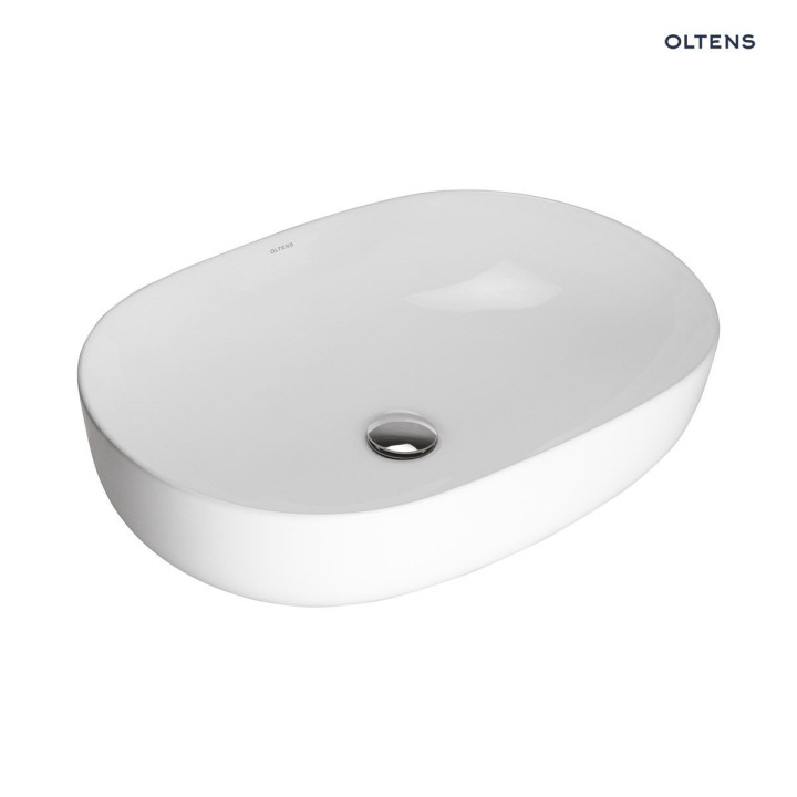 Oltens Hamnes Thin umyvadlo na postavení na desku oválný 60,5 x 41,5 cm bílá  s povrchem Oltens SmartClean