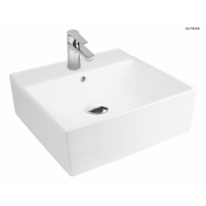 Oltens Hyls umyvadlo 47 cm na desku čtvercová - bílá