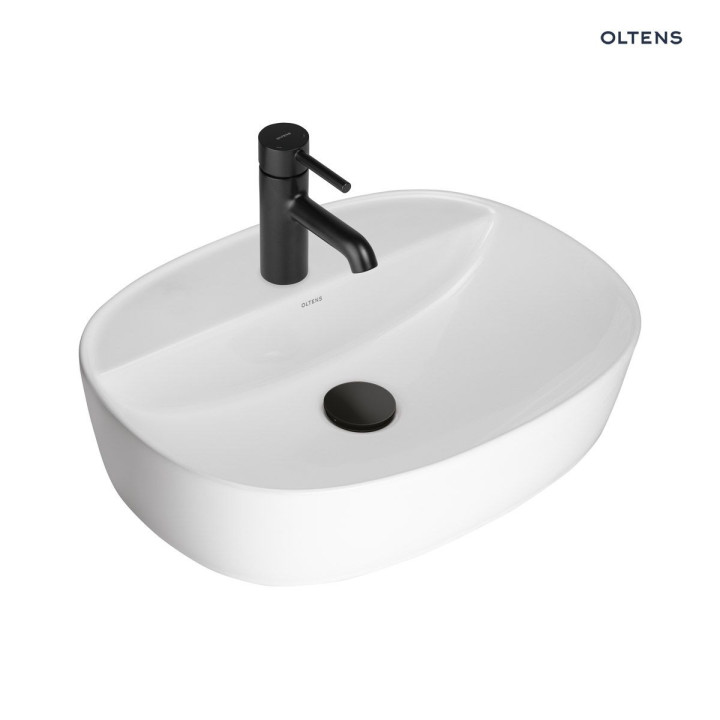 Oltens Hamnes Thin umyvadlo na postavení na desku s otvorem pro baterii oválný 51 x 39 cm - bílá