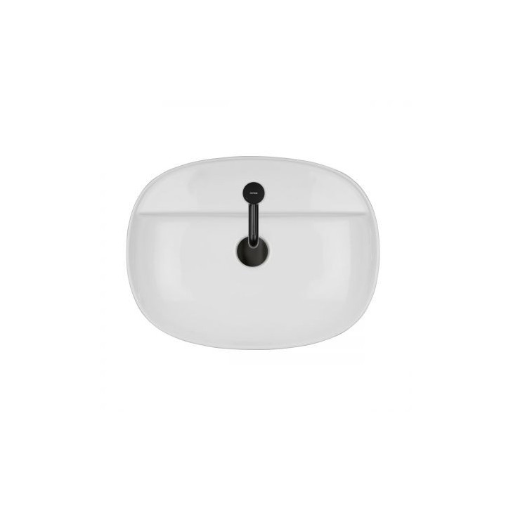Oltens Hamnes Thin umyvadlo na postavení na desku s otvorem pro baterii oválný 51 x 39 cm - bílá