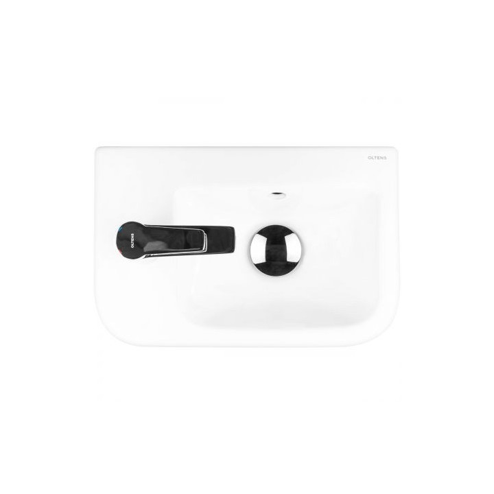 Oltens Vernal umyvadlo 37x24,5 cm závěsná levá s povrchem SmartClean - bílá