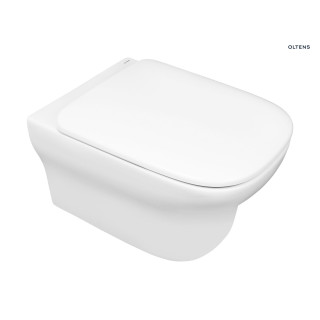 Souprava Oltens Gulfoss mísa WC závěsná PureRim se sedadlem s pozvolným sklápěním Slim