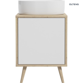 Oltens Hedvig skříňka 50 cm pod umyvadlo závěsná bílý lesklá/dub nova 