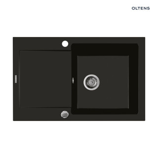 Oltens Gravan dřez granitowy 1 komorowy z krótkim ociekaczem 79x50cm - černá
