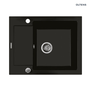 Oltens Gravan dřez granitowy 1 komorowy z krótkim ociekaczem 62x50cm - černá