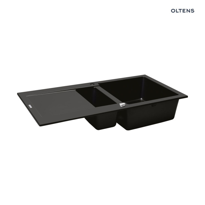 Oltens Gravan dřez granitowy 1,5-komorowy  z ociekaczem 100x50 cm - černá matnáný