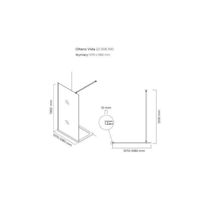 Oltens Vida sprchová zástěna Walk-in 140 cm
