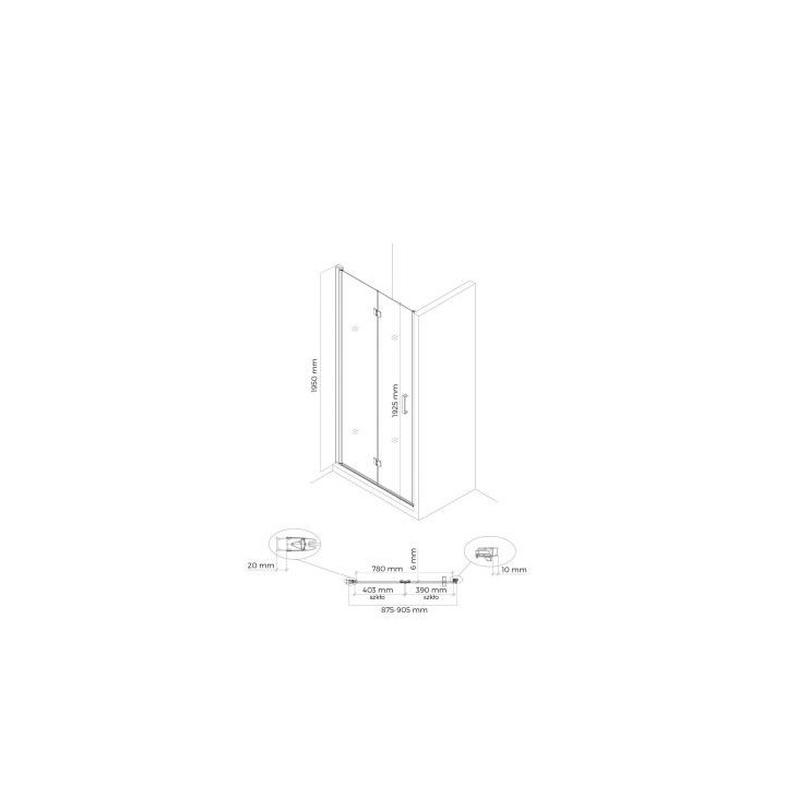 Oltens Hallan sprchový kout 90x90 cm čtvercová černá matnáný/sklo čiré dveře se stěnou
