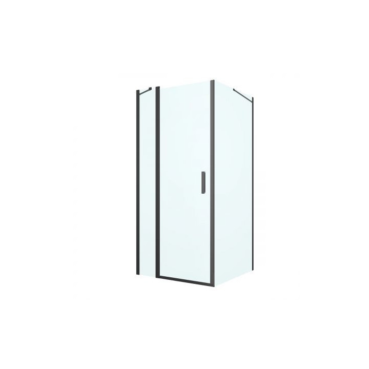 Oltens Verdal sprchový kout 90x90 cm čtvercová černá matnáný/sklo čiré dveře se stěnou