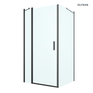 Oltens Verdal sprchový kout 100x90 cm protokątna černá matnáný/sklo čiré dveře se stěnou 