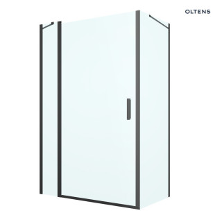 Oltens Verdal sprchový kout 100x100 cm čtvercová černá matnáný/sklo čiré dveře se stěnou