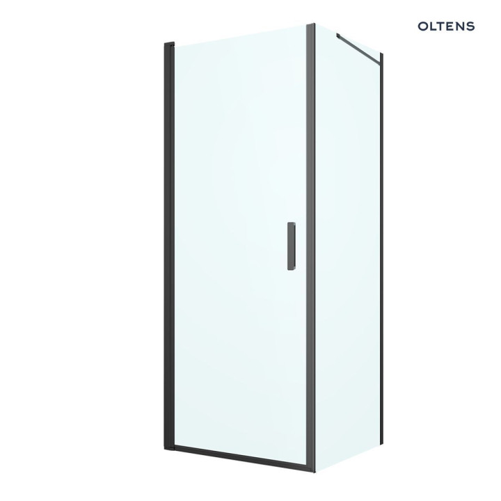 Oltens Verdal sprchový kout 120x100 cm protokątna černá matnáný/sklo čiré dveře se stěnou