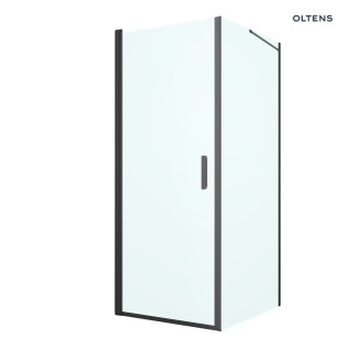 Oltens Rinnan sprchový kout 80x90 cm  obdélníková černá matnáný/sklo čiré dveře se stěnou