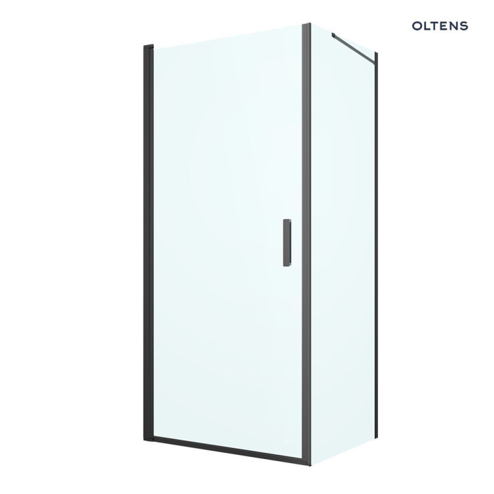 Oltens Rinnan sprchový kout 80x100 cm obdélníková černá matnáný/sklo čiré dveře se stěnou