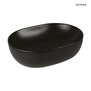 Oltens Hamnes Thin umyvadlo na postavení na desku s otvorem pro baterii oválný 80 x 40 cm - černá matnáný 