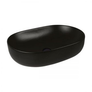 Oltens Hamnes Thin umyvadlo na postavení na desku oválný 49,5 x 35,5 cm černá matnáný  s povrchem Oltens SmartClean