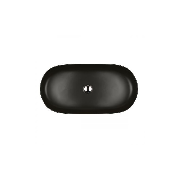 Oltens Hamnes Thin umyvadlo na postavení na desku oválný 60,5 x 41,5 cm černá matnáný  s povrchem Oltens SmartClean
