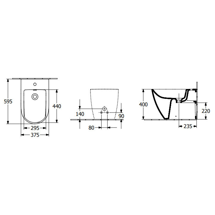 Bidet Villeroy & Boch/Subway 3.0, stojící, 370 x 600 mm, Weiss Alpin CeramicPlus