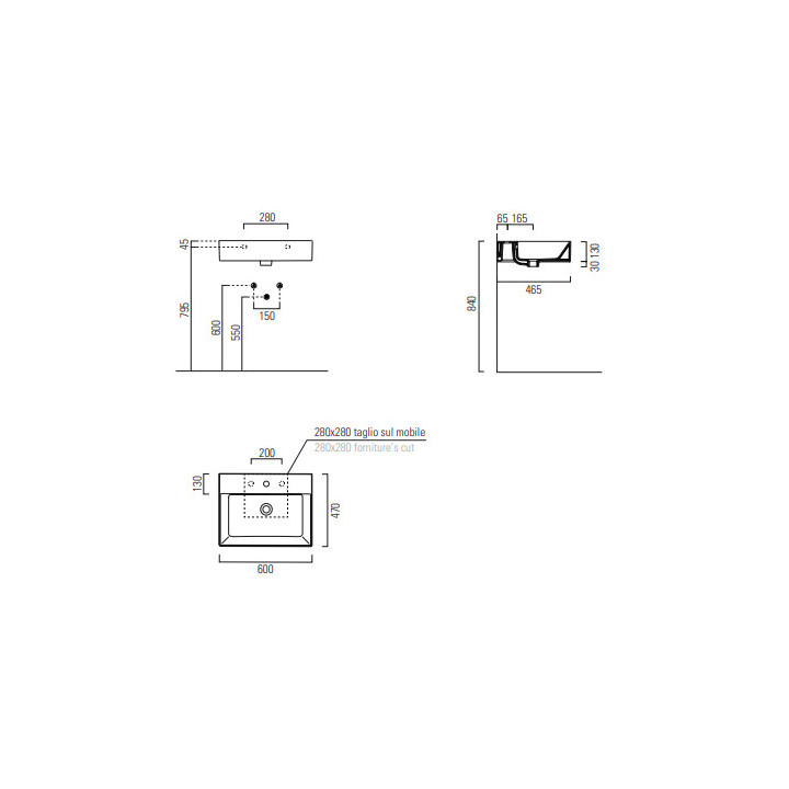 Umyvadlo GSI Kube X - 60x47cm