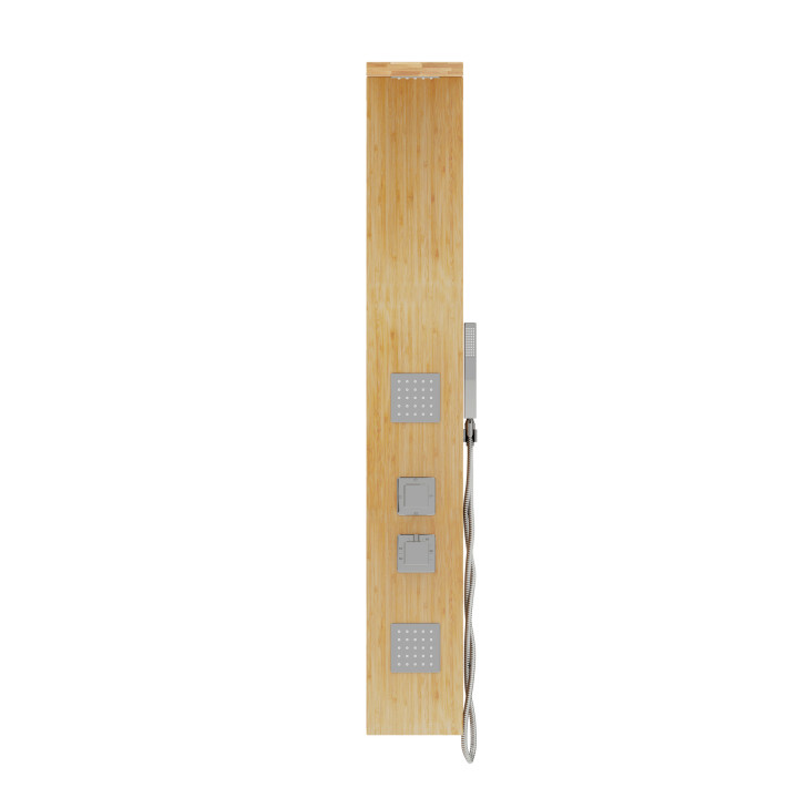 Panel sprchový Corsan Basti B-002TBL bambusowy z černé wykończeniem i termostatem