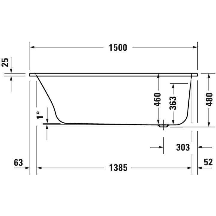 Vana 150x75cm, Duravit Qatego - Bílý 