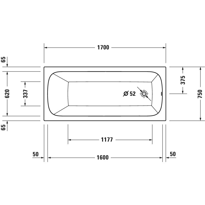 Vana 170x75cm, Duravit Qatego - Bílá