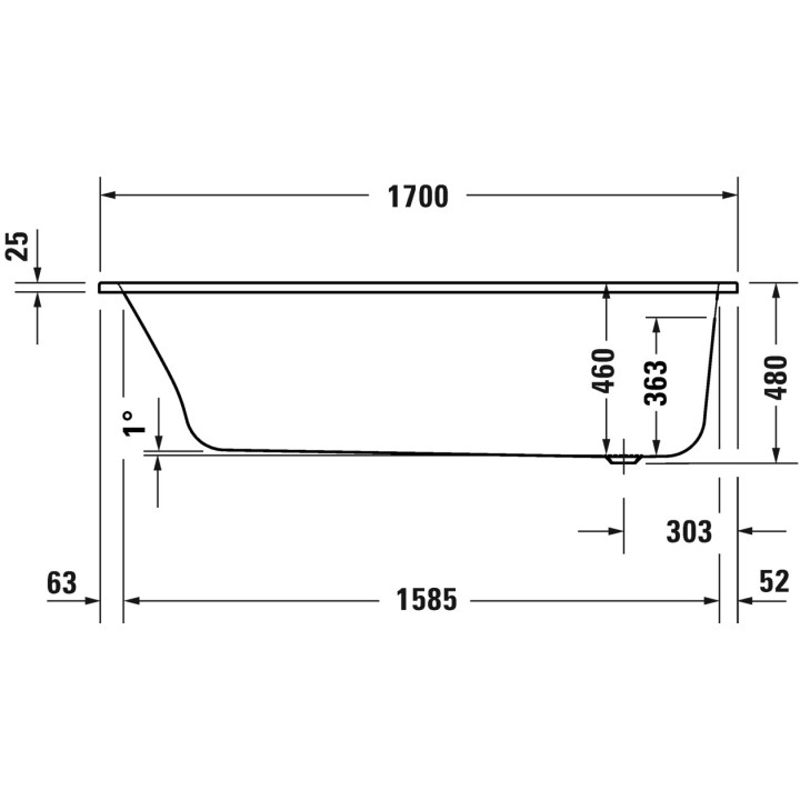 Vana hydromasážní 170x75cm, Duravit Qatego, Combi-System P - Bílá