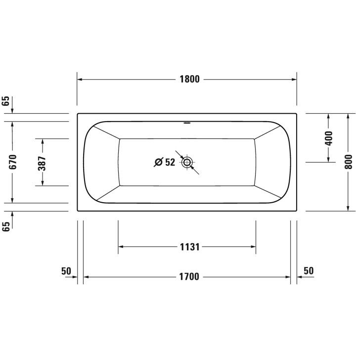 Vana 180x80cm, Duravit Qatego - Bílá