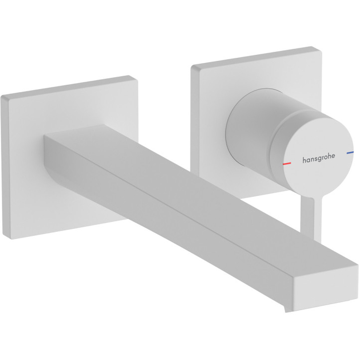 Páková umyvadlová baterie nástěnná, podomítková s výtokovým ramenem 22,5 cm, Hansgrohe Tecturis E - Černá Matný