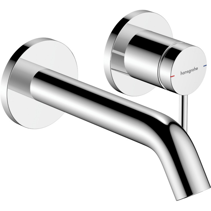 Páková umyvadlová baterie nástěnná, podomítková s výtokovým ramenem 16,5 cm, Hansgrohe Tecturis S - Chrom 