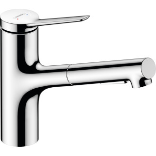 Páková dřezová baterie 150, kovová výsuvná sprcha, 2jet, Hansgrohe Zesis M33 - Chrom 