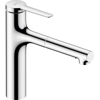 Páková dřezová baterie 160, kovová výsuvná sprcha, 2jet, sBox, Hansgrohe Zesis M33 - Chrom 