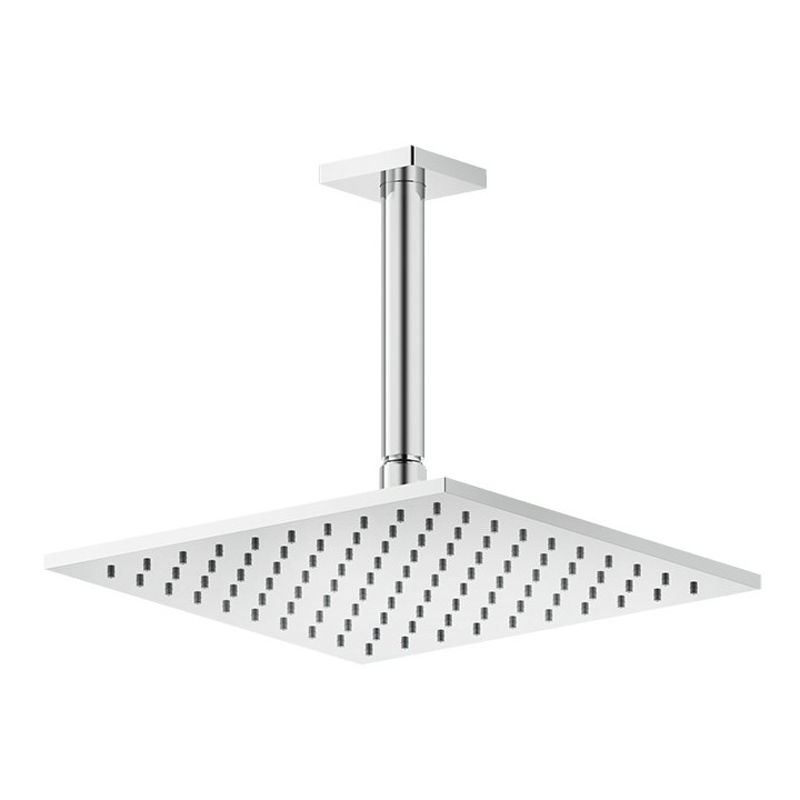 Horní sprcha Gessi Rilievo, čtvercová, 250x250mm, rameno nástěnné 389mm, chrom