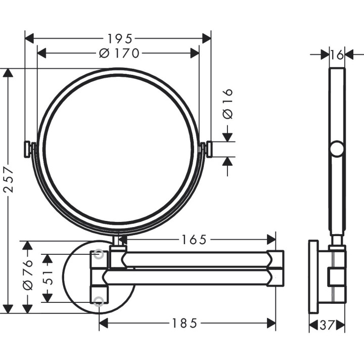 Kosmetické zrcátko, AXOR Universal Circular - Bílý Matný