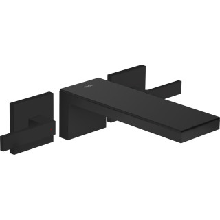 3otvorová umyvadlová baterie nástěnná, podomítková s výtokovým ramenem 221 mm, Hansgrohe AXOR MyEdition - Černá Matný/Černé Sklo