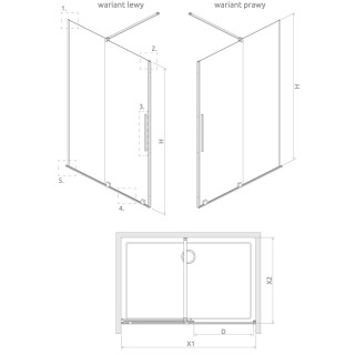 Dveře posuvné walk-in Radaway Furo Gold, levé, se stěnou, 160x200cm, sklo čiré, profil zlatá