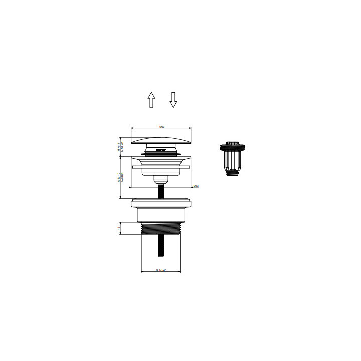 Zátka umyvadlový 1 1/4” „Stop&Go”, Gessi - 708 Copper Brushed PVD