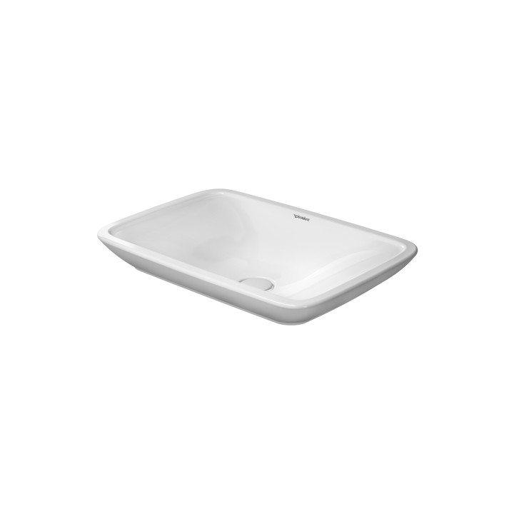 Umywalka z głeboką misą Duravit PuraVida stawiana na blacie, 700x450 mm, bez półki na baterię,  bez otworów na baterię, Biały Al