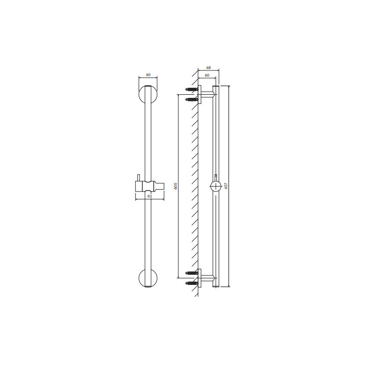 Sprchová tyč, 66 cm, Omnires - Mosaz broušená