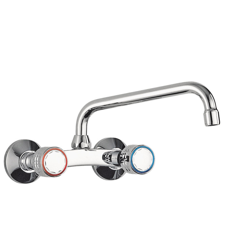 Baterie s dvěma kohouty stěnová dřezová, Tres Cocina - Chrom