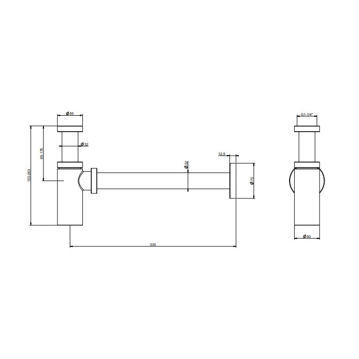 Sifon umyvadlový Gessi, 1 1/4", kruhový, Black Kov Brushed PVD