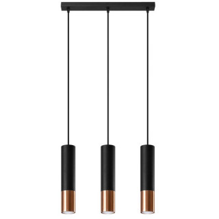 Lampa závěsná Sollux Ligthing LOOPEZ 3L , GU10  3x40W, 3x12W LED, černá/zlatá
