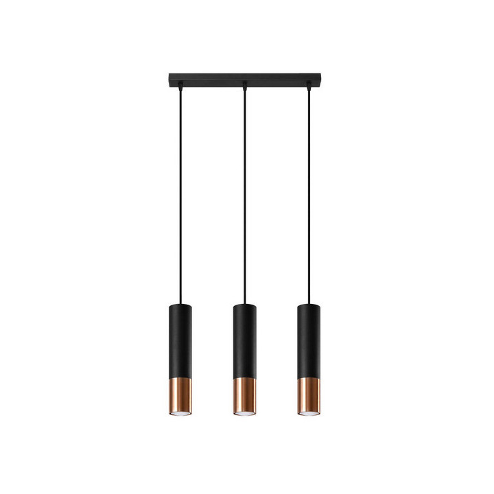 Lampa závěsná Sollux Ligthing LOOPEZ 3L , GU10  3x40W, 3x12W LED, černá/zlatá