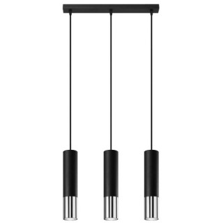 Lampa závěsná Sollux Ligthing LOOPEZ 3P, GU10 3x40W, 3x12W LED,  černá/chrom