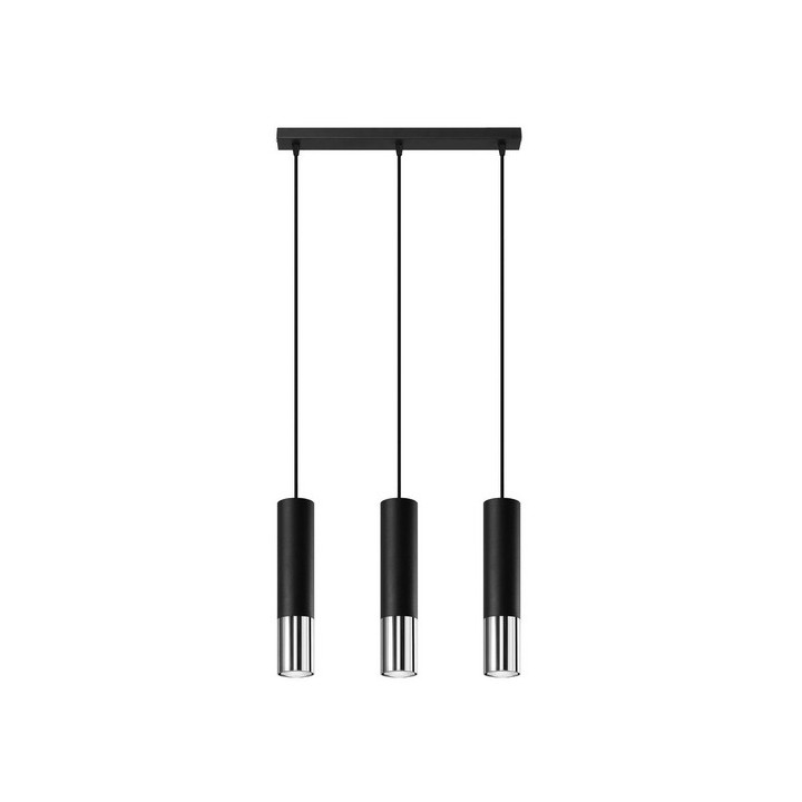 Lampa závěsná Sollux Ligthing LOOPEZ 3P, GU10 3x40W, 3x12W LED,  černá/chrom