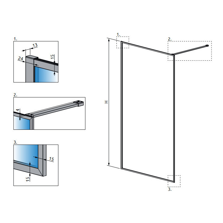 Sprchový kout Walk-In Radaway Modo F II 50, profil lesklý chrom, sklo čiré