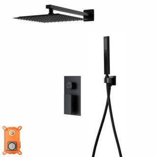 Sprchový set s termostatem Corsan Ango,horní sprcha LED, s výtokovým ramenem otočnou,  chrom